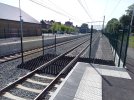 Herseaux station (Belgium): Combination of mid-track fencing, end platform (...)