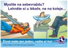 Czech Rail Inspection: Anti-suicide poster campaign (2006)(The text can be translated as “Contemplating suicide? Lie down at a doctor's couch, not on the tracks”.