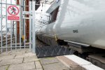Example from the UK (Manchester Piccadilly)(Rubber anti-trespass panels at platform end in combination with fencing and prohibitive signage