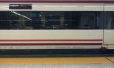 Example from Spain (Madrid)(Warning yellow line with green lights along the platform edge