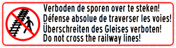 Example from Belgium(Prohibitive sign with text in four languages: Dutch, French, German and English